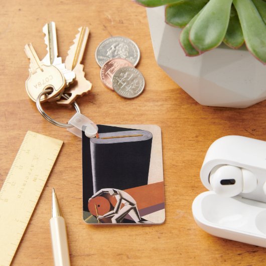 Vintage bedrijf, Art Deco stoffen en textiel Sleutelhanger (Bureau)