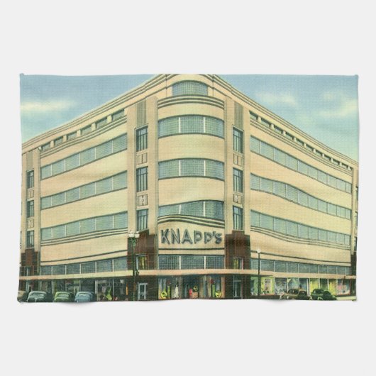 Vintage bedrijf, Knapp's warenhuis Theedoek (Horizontaal)