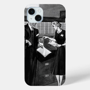 Vintage bedrijf, leidinggevende zakenmannen kantoo iPhone 15 mini hoesje