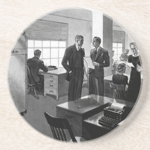 Vintage bedrijf, leidinggevende zakenmannen kantoo zandsteen onderzetter