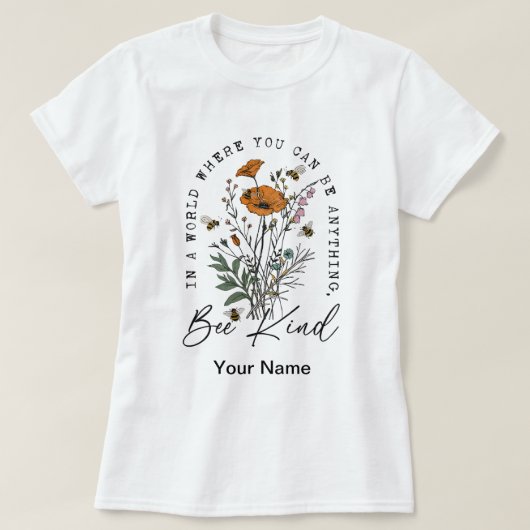 Vintage Bee and Wild Flowers  T-shirt (Design voorkant)