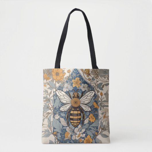 Vintage Bee and Wild Flowers Tote Bag (Voorkant)
