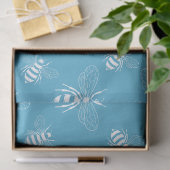 Vintage Bee Botanical Blauw (2) Tissuepapier (Geschenk)