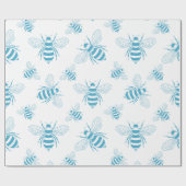 Vintage Bee Botanische Blauwe (1) Cadeaupapier (Vlak)