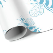 Vintage Bee Botanische Blauwe (1) Cadeaupapier (Rol Hoek)