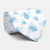 Vintage Bee Botanische Blauwe (1) Stropdas (Opgerold)