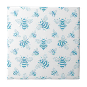 Vintage Bee Botanische Blauwe (1) Tegeltje