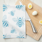 Vintage Bee Botanische Blauwe (1) Theedoek (Quarter Fold)