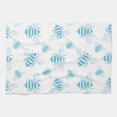 Vintage Bee Botanische Blauwe (1) Theedoek (Horizontaal)