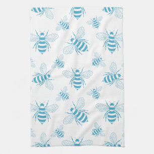 Vintage Bee Botanische Blauwe (1) Theedoek