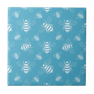 Vintage Bee Botanische Blauwe (2) Tegeltje