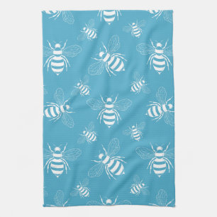 Vintage Bee Botanische Blauwe (2) Theedoek