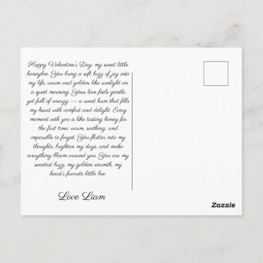 Vintage Bee Love Messenger Briefkaart (Achterkant)