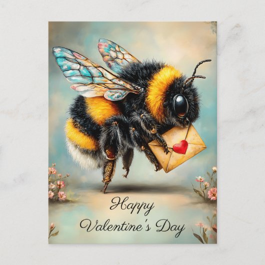 Vintage Bee Love Messenger Briefkaart (Voorkant)