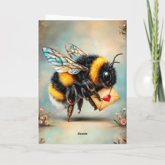 Vintage Bee Love Messenger Kaart (Achterkant)