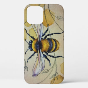 Vintage Bee nr. 1 en Honeycomb Waterverf Art Case-Mate iPhone Case
