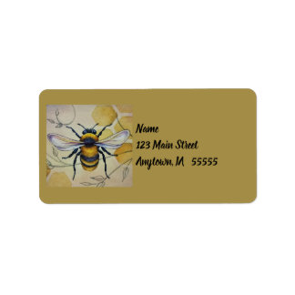 Vintage Bee nr. 1 en Honeycomb Waterverf Art Etiket