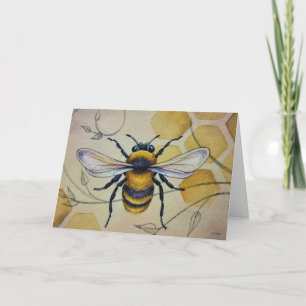 Vintage Bee nr. 1 en Honeycomb Waterverf Art Kaart
