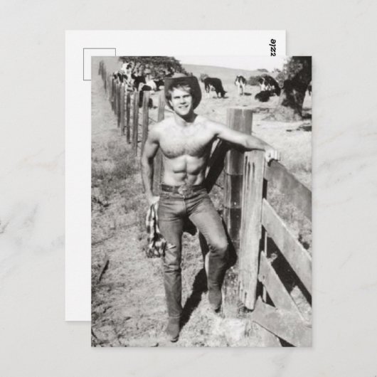 Vintage Beefcake Cowboy Briefkaart (Voorkant / Achterkant)
