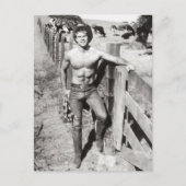 Vintage Beefcake Cowboy Briefkaart (Voorkant)