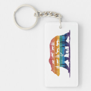Vintage Beer Wildlife – Retro Bos Silhouet Sleutelhanger