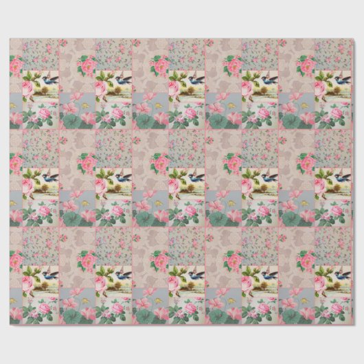  vintage behangpapier roze omwikkelpapier cadeaupapier (Vlak)