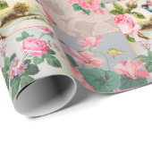 vintage behangpapier roze omwikkelpapier cadeaupapier (Rol Hoek)