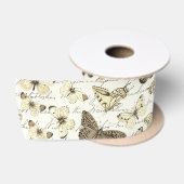 Vintage Beige Butterfly Pattern with Script Satijnen Lint (Spoel)