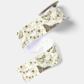Vintage Beige Butterfly Pattern with Script Satijnen Lint (Achterkant)