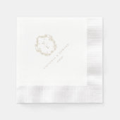 Vintage Beige Crest Monogram Weddenschap Servet (Voorkant)