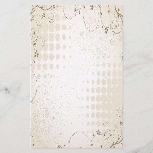 Vintage Beige Floral Briefpapier (Voorkant)