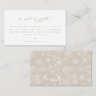 Vintage beige Floral : een bericht over de weddens Informatiekaartje
