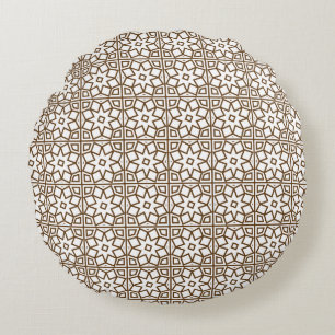 Vintage Beige Geometrische Ster Lattice Marokkaans Rond Kussen