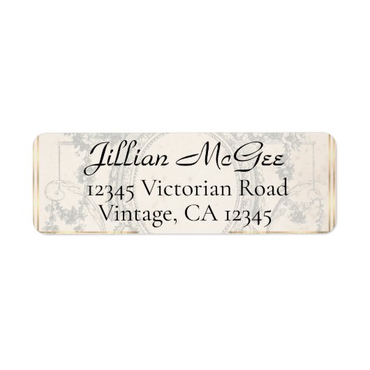 Vintage Beige, Gold Ornate Address Labels (Voorkant)