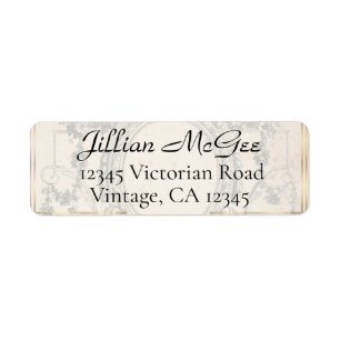 Vintage Beige, Gouden Sierlijke Adreslabels Etiket