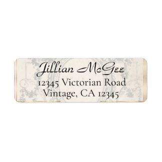 Vintage Beige, Gouden Sierlijke Adreslabels Etiket