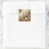 Vintage Beige Kerststickers Vierkante Sticker (Tas)