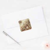 Vintage Beige Kerststickers Vierkante Sticker (Envelop)