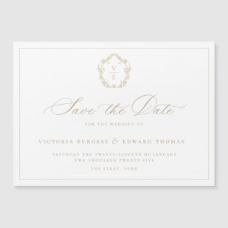 Vintage Beige Monogram Wapenschild Save The Date