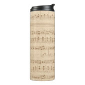 Vintage beige music notes thermosbeker (Gedraaid links)