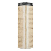 Vintage beige music notes thermosbeker (Achterkant)