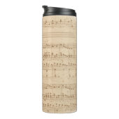 Vintage beige music notes thermosbeker (Geroteerd rechts)