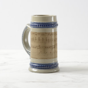 vintage beige muzieknoten bierpul