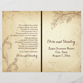 Vintage beige scroll leaf vouwd trouwprogramma
