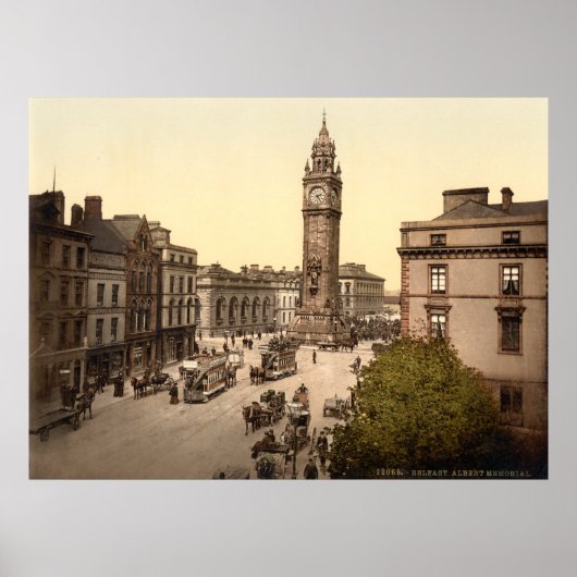 Vintage Belfast, Albert Memorial street scene Poster (Voorkant)