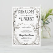Vintage Bell Flowers on White Wedding Invitation Kaart (Staand voorkant)
