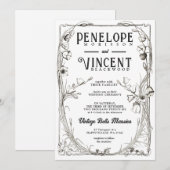 Vintage Bell Flowers on White Wedding Invitation Kaart (Voorkant / Achterkant)