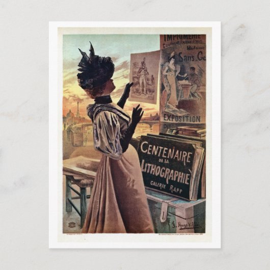 vintage belle époque eeuwen lithografie briefkaart (Voorkant)