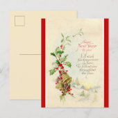 Vintage Bells en Berries Gelukkig nieuwjaar Briefkaart (Voorkant / Achterkant)