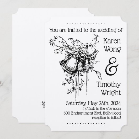 Vintage Bells Wedding Kaart (Voorkant / Achterkant)